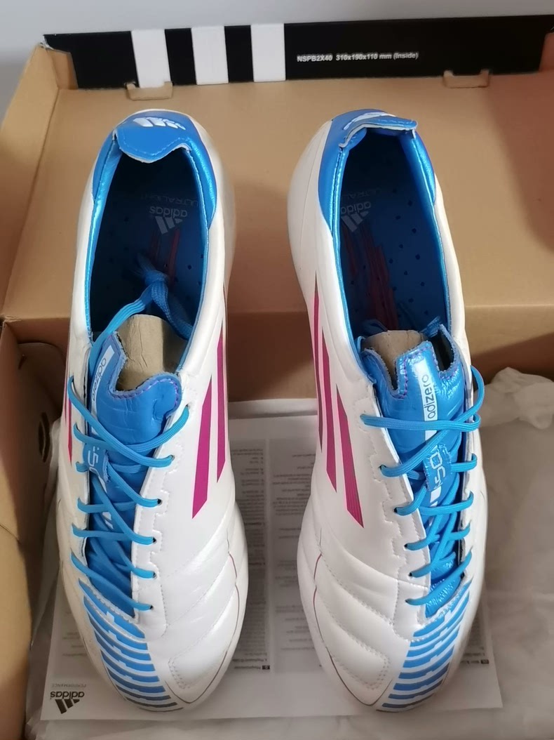 ADIDAS F50 ADIZERO LEATHER FG - WHITE/PINK/CYAN