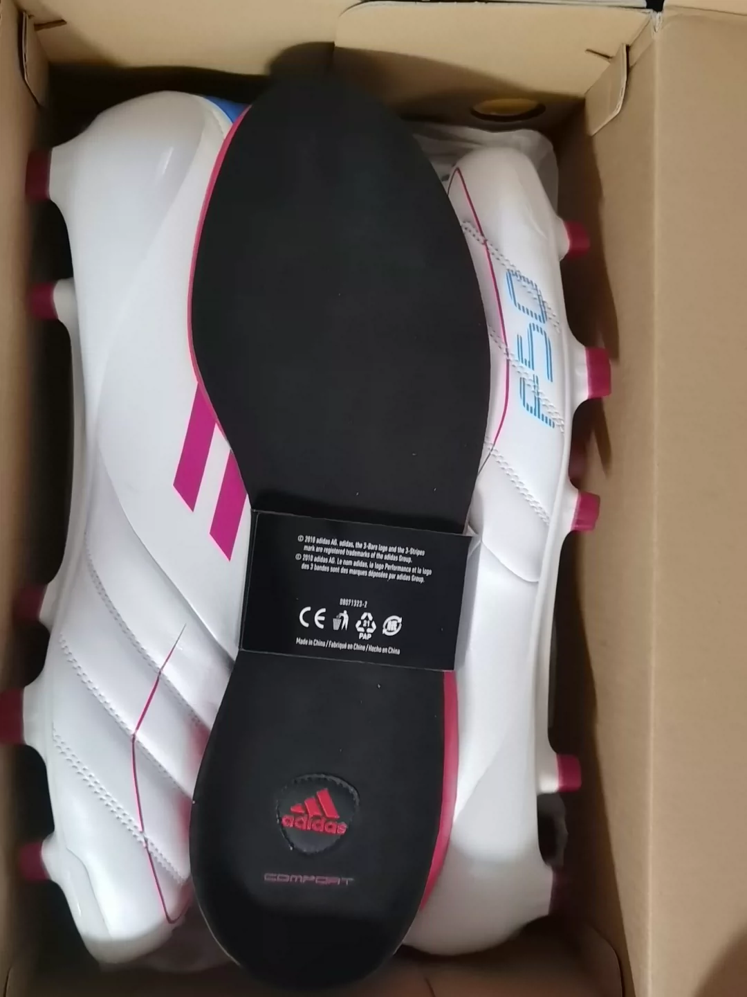 ADIDAS F50 ADIZERO LEATHER FG - WHITE/PINK/CYAN